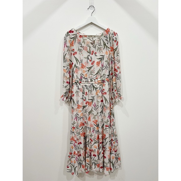 Eliza J Floral Long Sleeve Tiered Midi Dress - Picture 2 of 8
